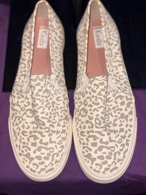 *Keds Women’s Slip-On Leopard Print Canvas Sneaker - Beige/White
